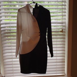 Half and half dress with gold buttons